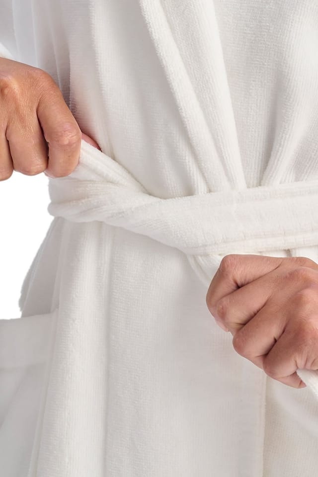 Christy CHRISTY Women's 'Supreme Velour' 100% Sheared Cotton Bath Robe in White - 3