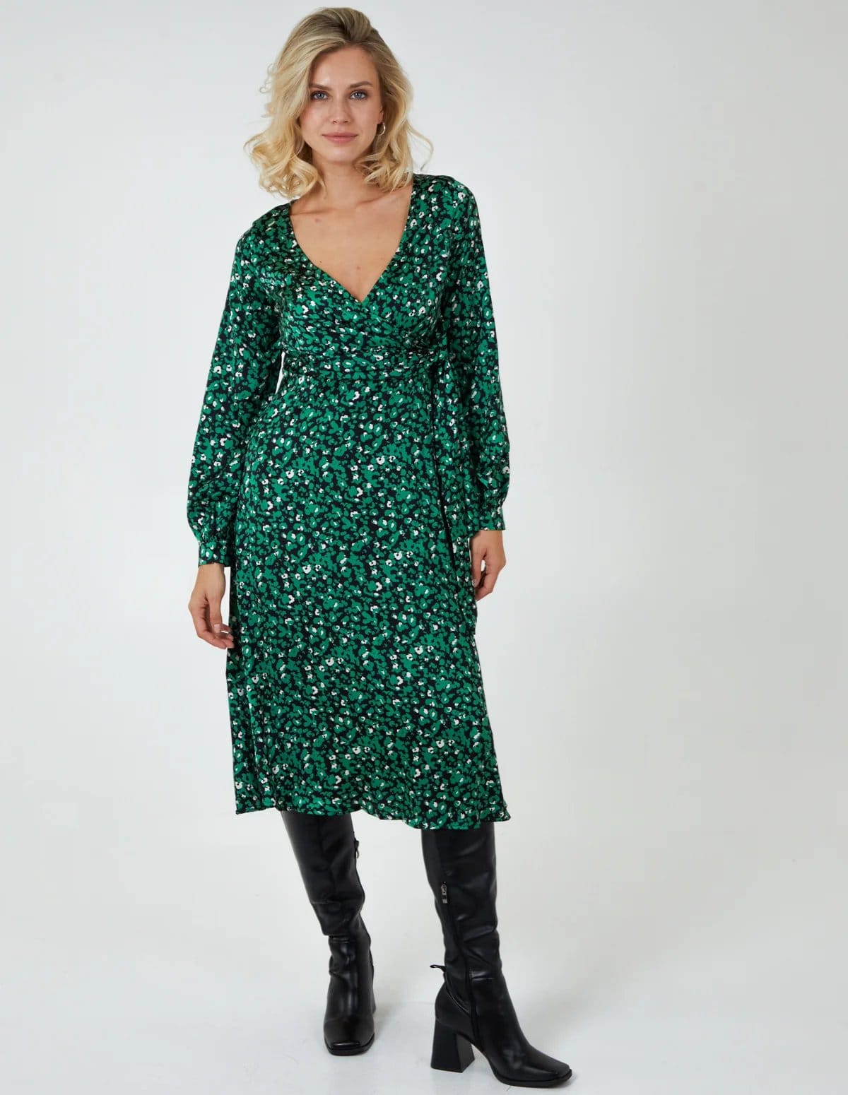 Blue Vanilla Leopard Print Wrap Midi Dress - 4
