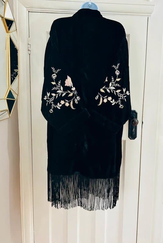 River Island Floral embroidered tassled kimono wedding special occasion holiday prom evening 14