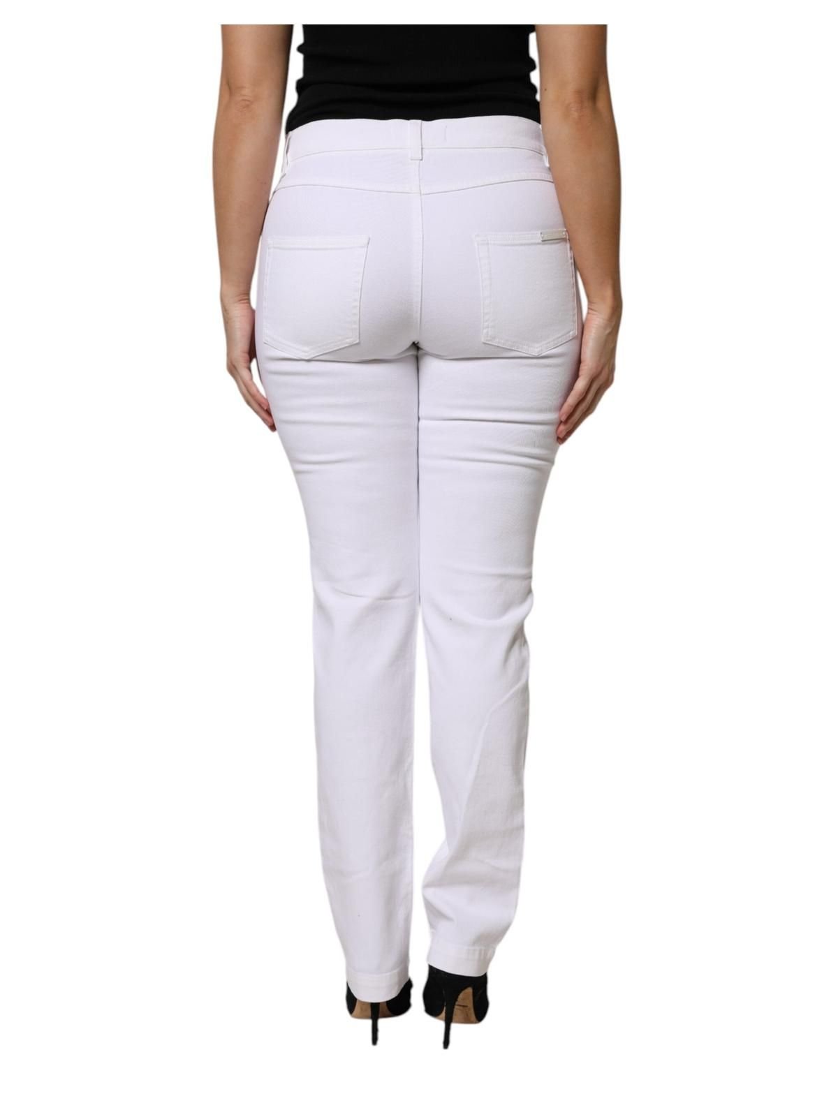 Dolce & Gabbana Dolce & Gabbana Women's White Floral Sequined GIRLY Denim Jeans - 4