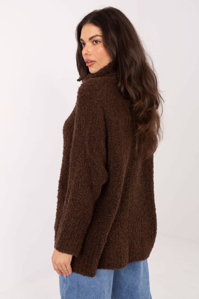 Love Lace Love Lace Women's Boucle Turtleneck Long Sleeve Sweater Style 223085 in Brown - 3