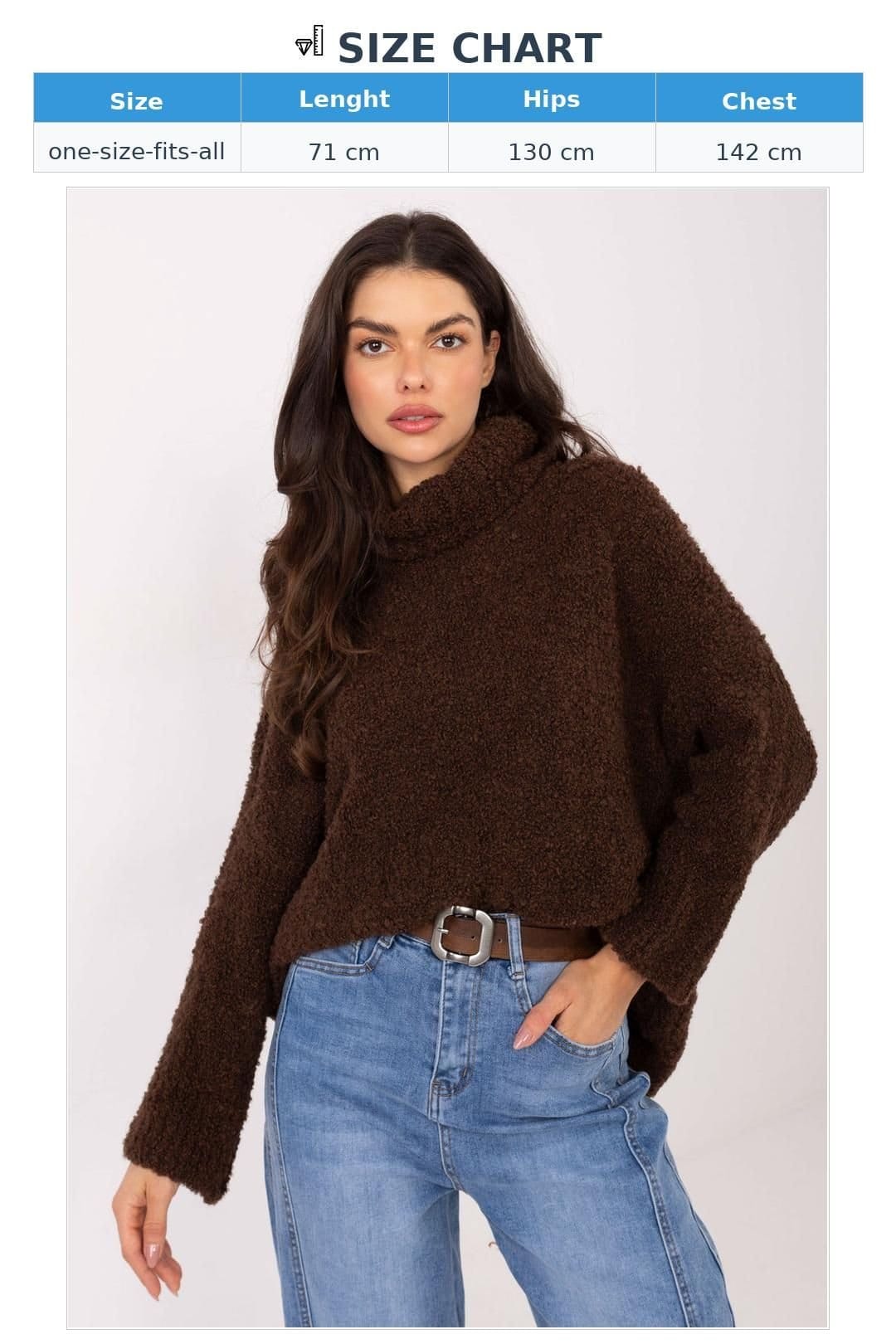 Love Lace Love Lace Women's Boucle Turtleneck Long Sleeve Sweater Style 223085 in Brown - 4