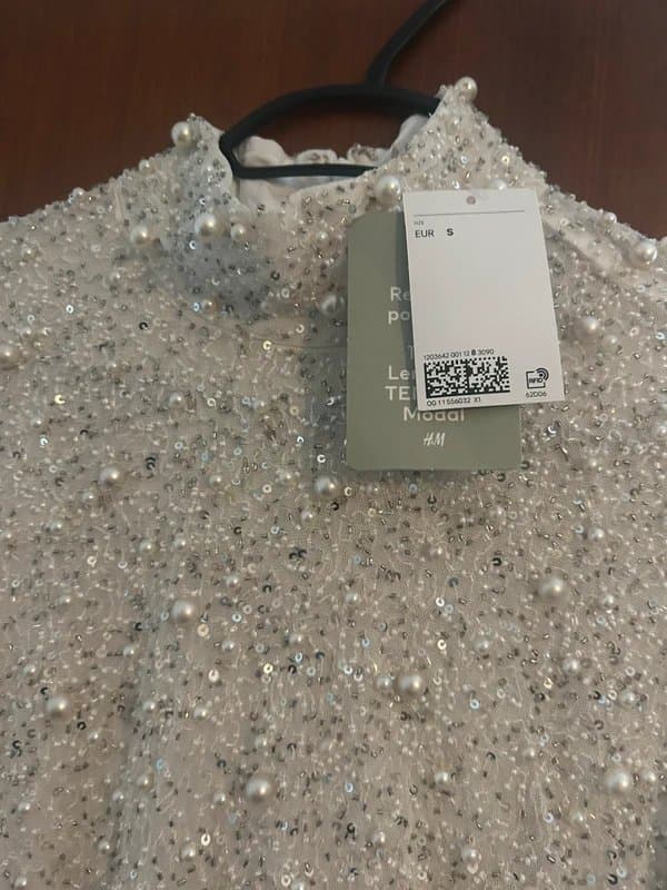 H&M H&M bridal maxi fully embellished with pearls dress