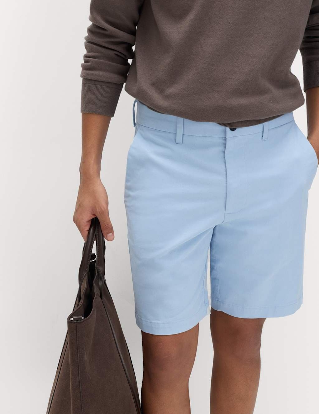 Marks & Spencer M&S Regular Fit Stretch Chino Shorts Powder Blue