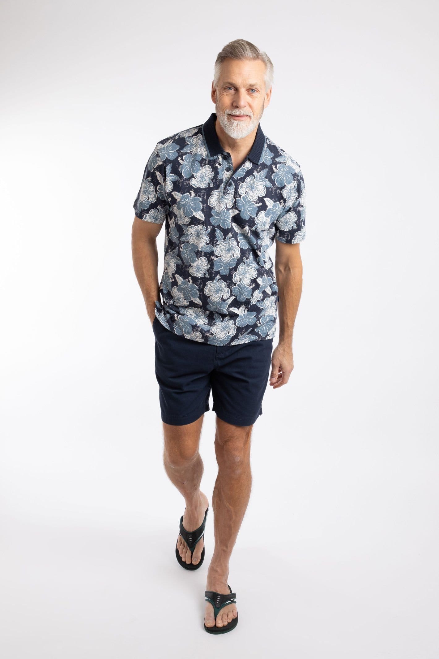 Weird Fish Weird Fish Men's Jarat Printed Jersey Polo Shirt in Navy - 4