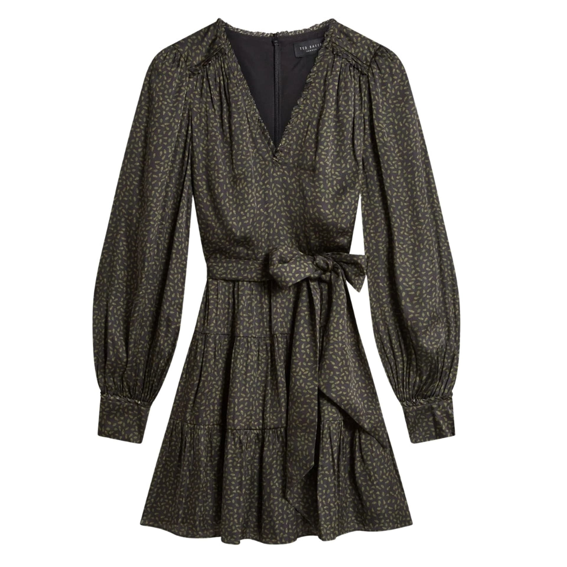 Ted Baker Ted Baker Women's Phoeba Long Sleeve V-neck Regular Fit Mini Dress in Dark Grey