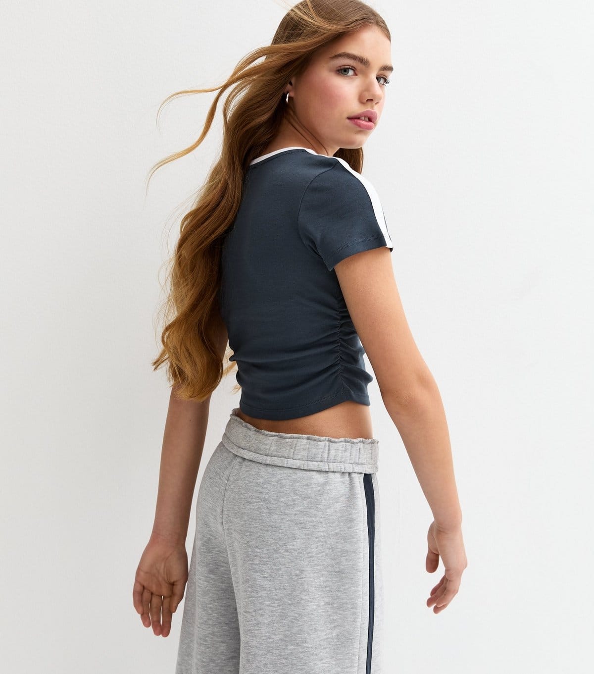 New Look Girls' Navy Seoul Print Ruched Side Football Top New Look - 4