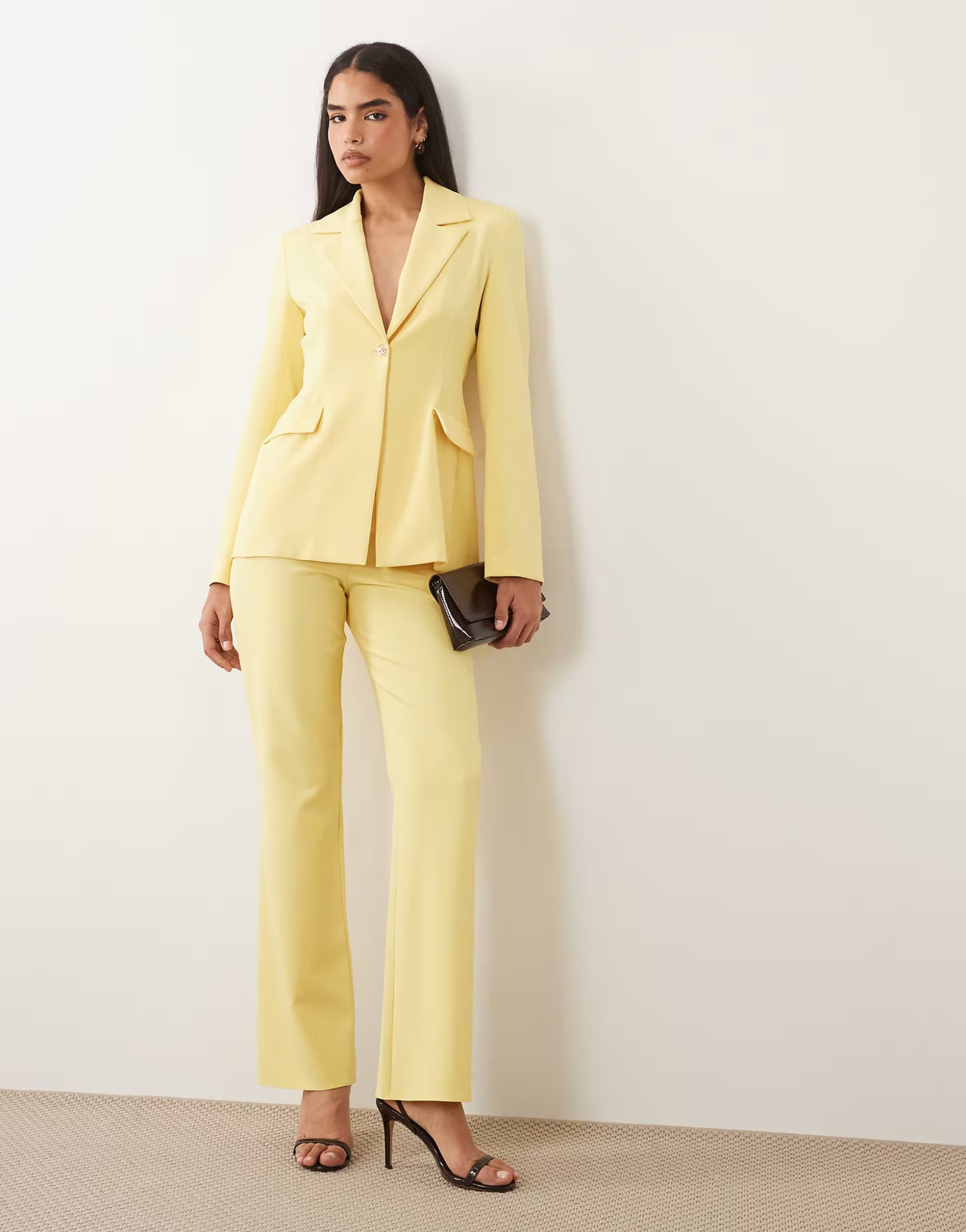 ASOS ASOS LUXE co-ord tailored blazer and suit trousers in lemon yellow