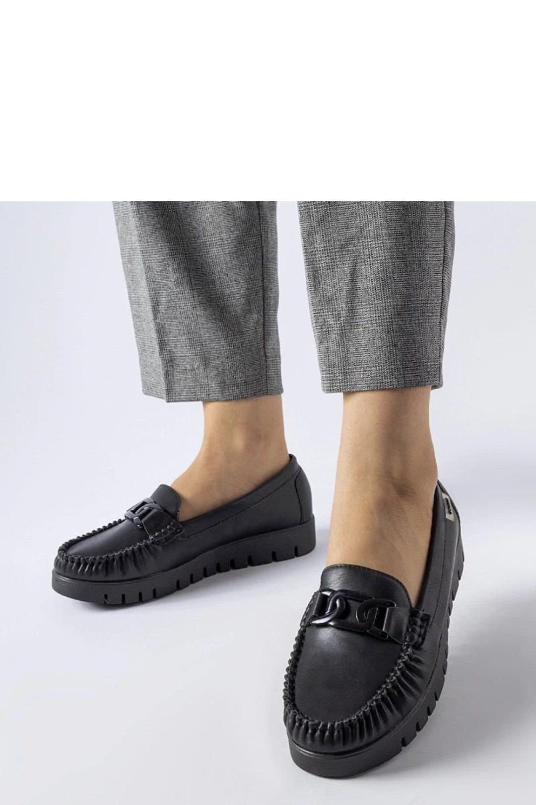 Love Lace Love Lace Women's Lionella Moccasins with Buckle Wedge Heel in Black