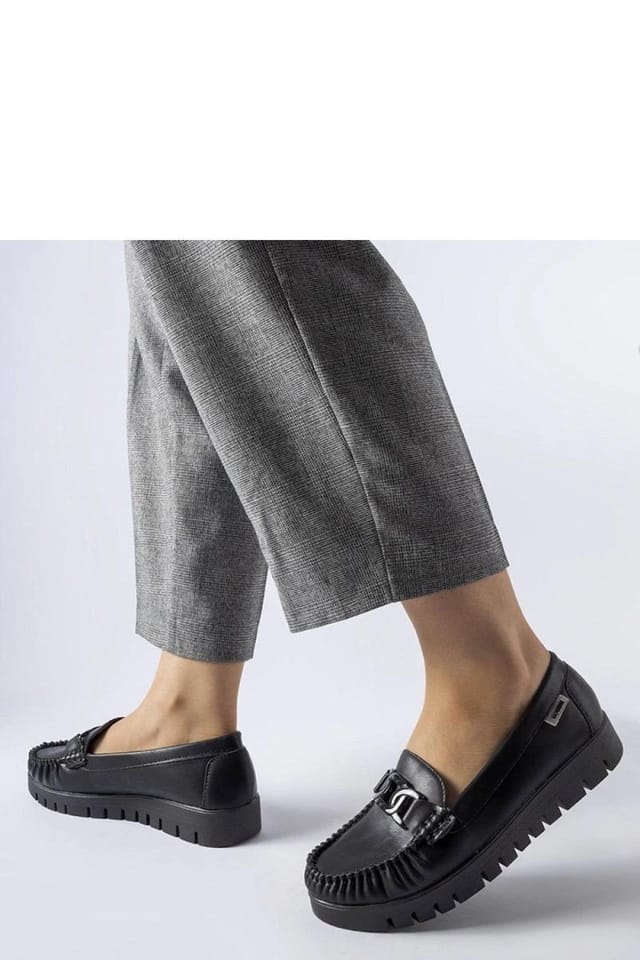 Love Lace Love Lace Women's Lionella Moccasins with Buckle Wedge Heel in Black - 3