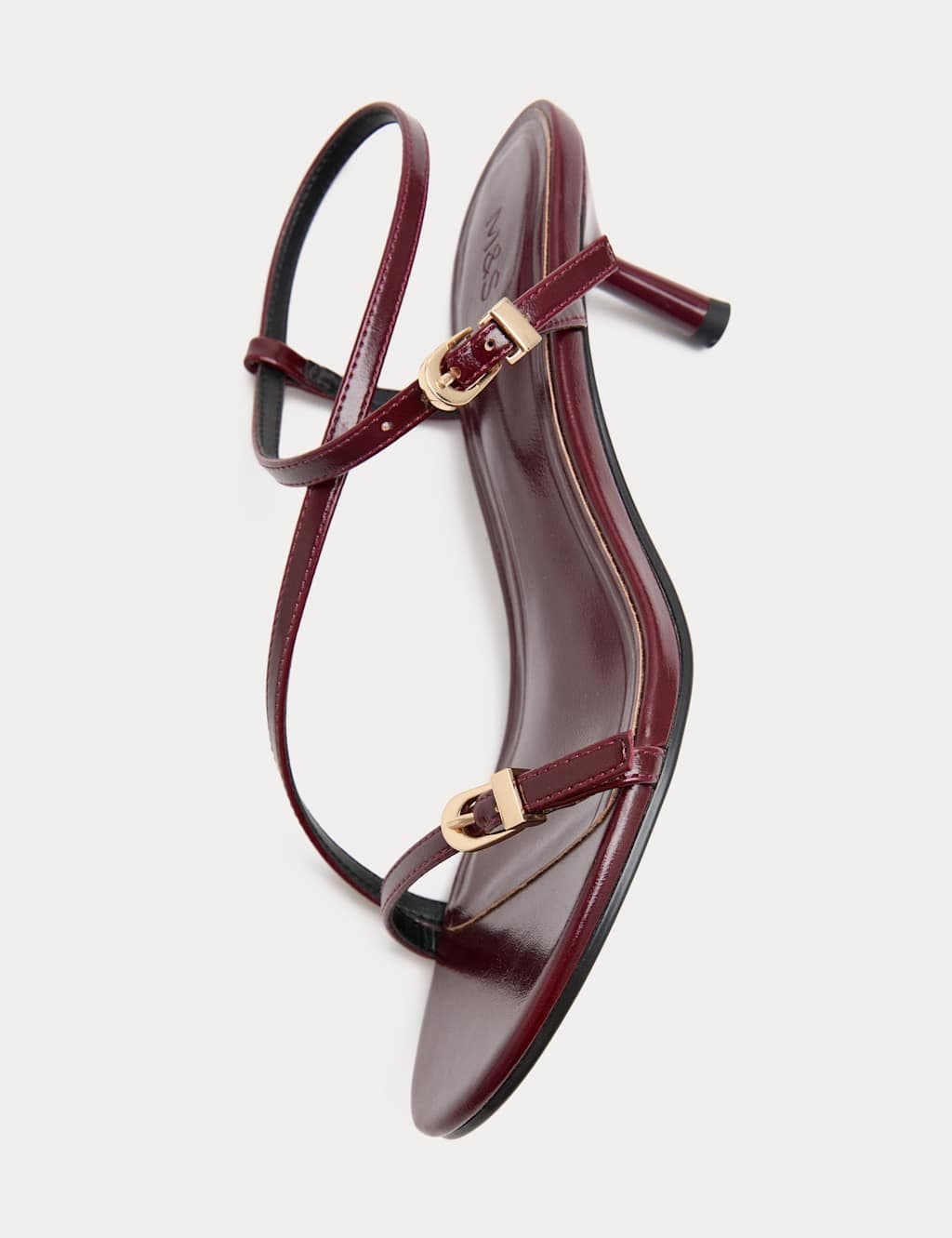 Marks & Spencer M&S Burgundy Patent Kitten Heel Sandals