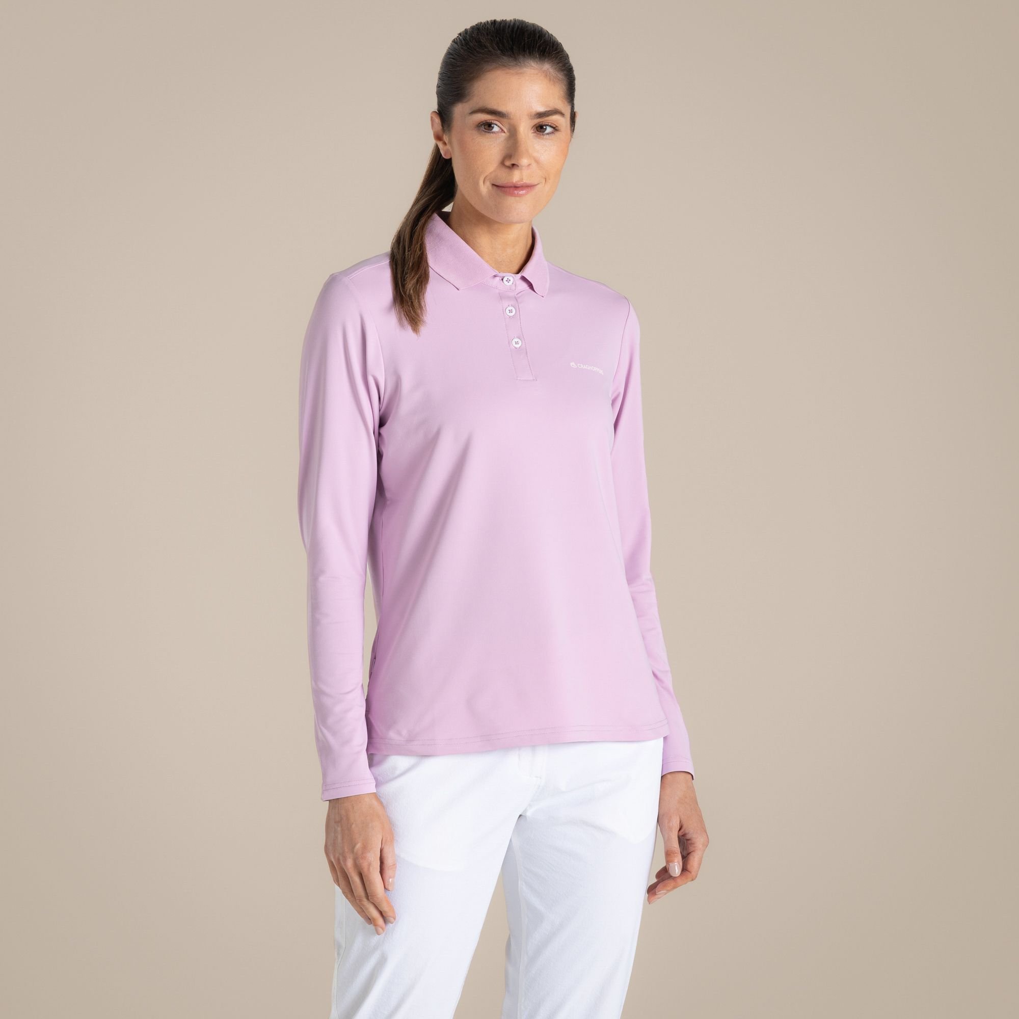 Craghoppers Craghoppers Women's NosiLife Thornbury Insect-Repellent Long Sleeved Golf Polo Shirt in Lilac - 1