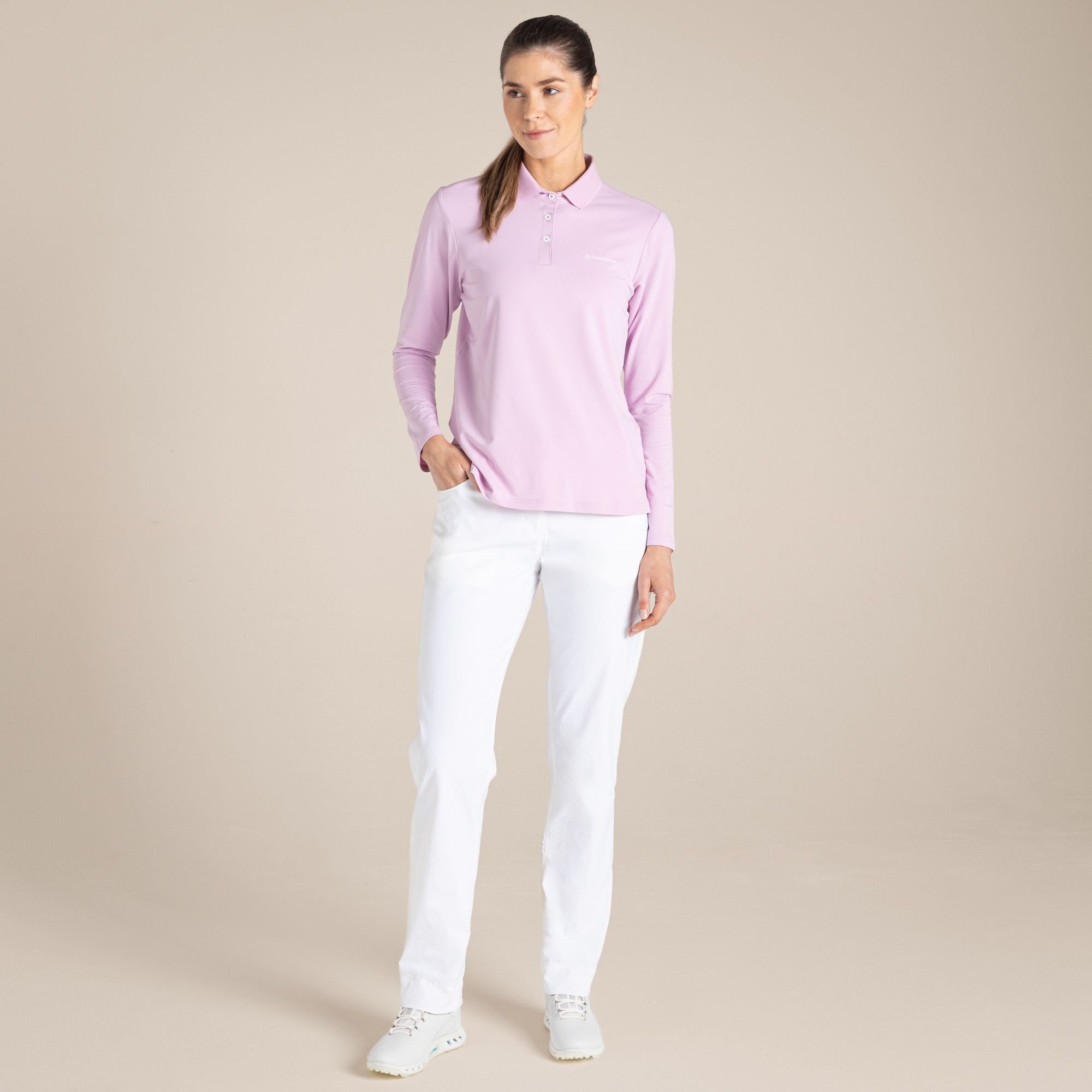 Craghoppers Craghoppers Women's NosiLife Thornbury Insect-Repellent Long Sleeved Golf Polo Shirt in Lilac - 3