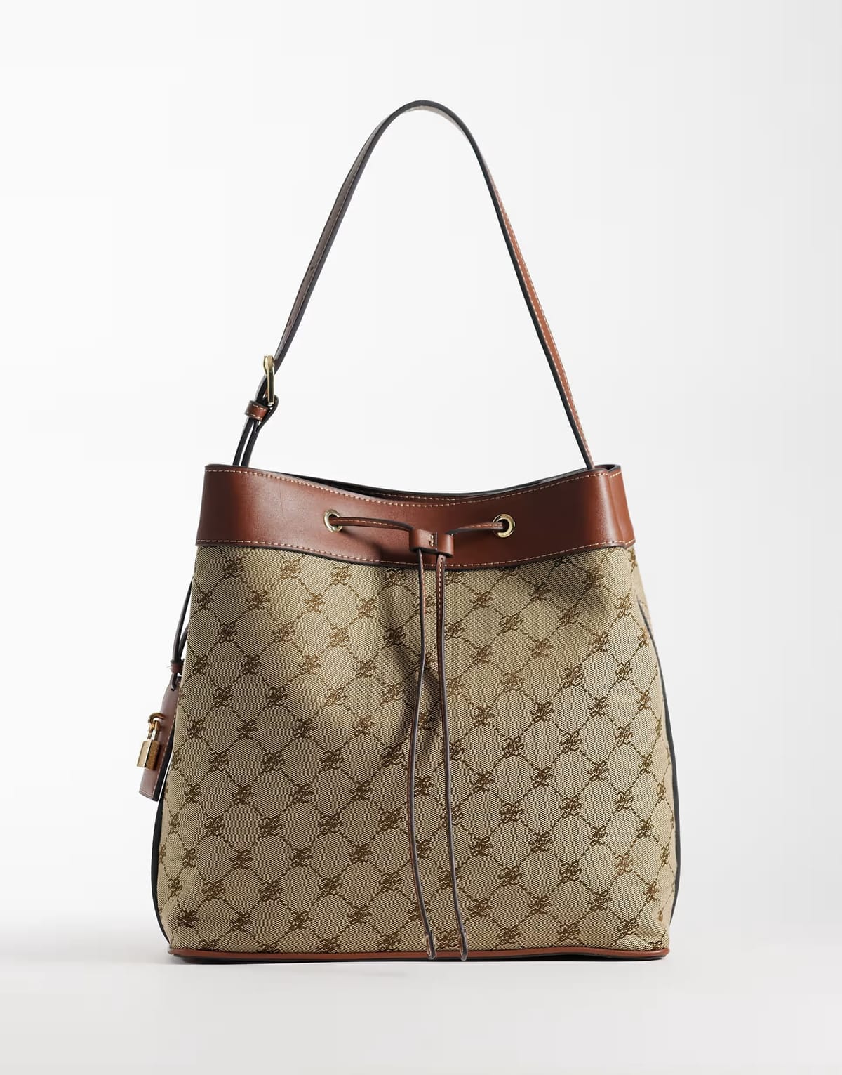 ASOS Mango monogram bucket bag in brown - 1
