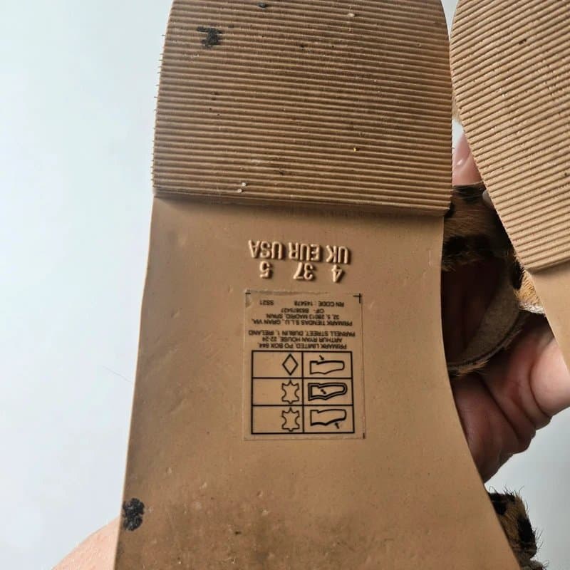 Primark Primark real leather sandals 4 strap on brown leopard print gold