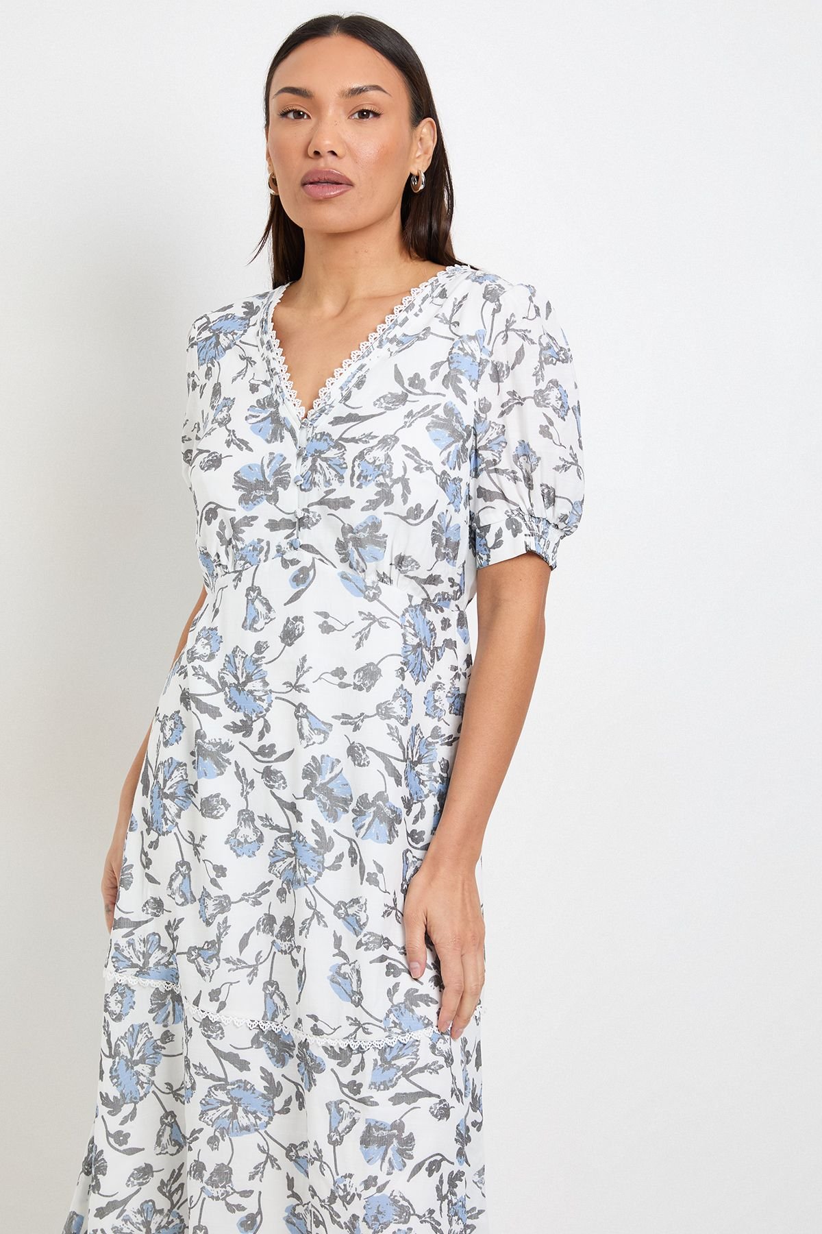 Wallis Wallis Women's Floral Button Midi Tea Dress in Ivory - 2