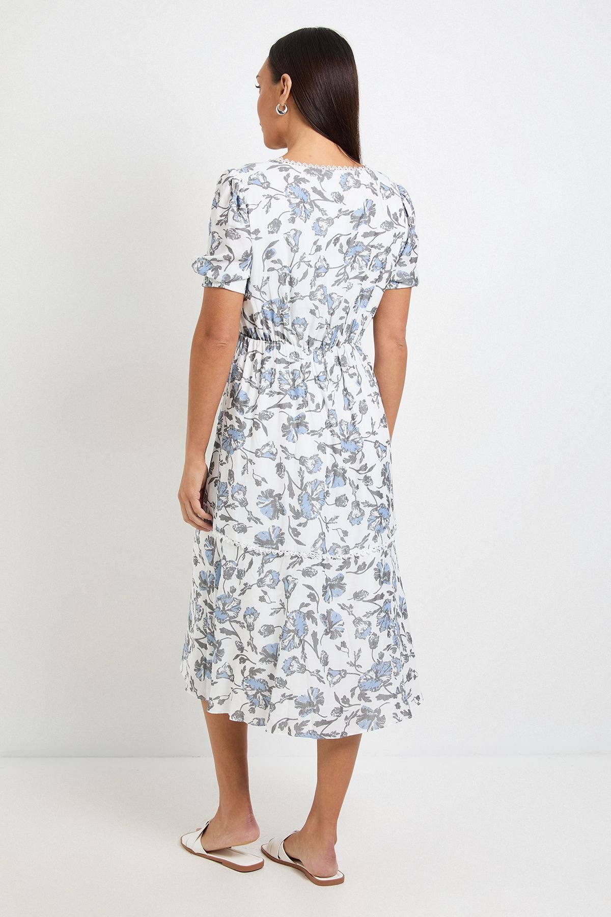 Wallis Wallis Women's Floral Button Midi Tea Dress in Ivory - 3