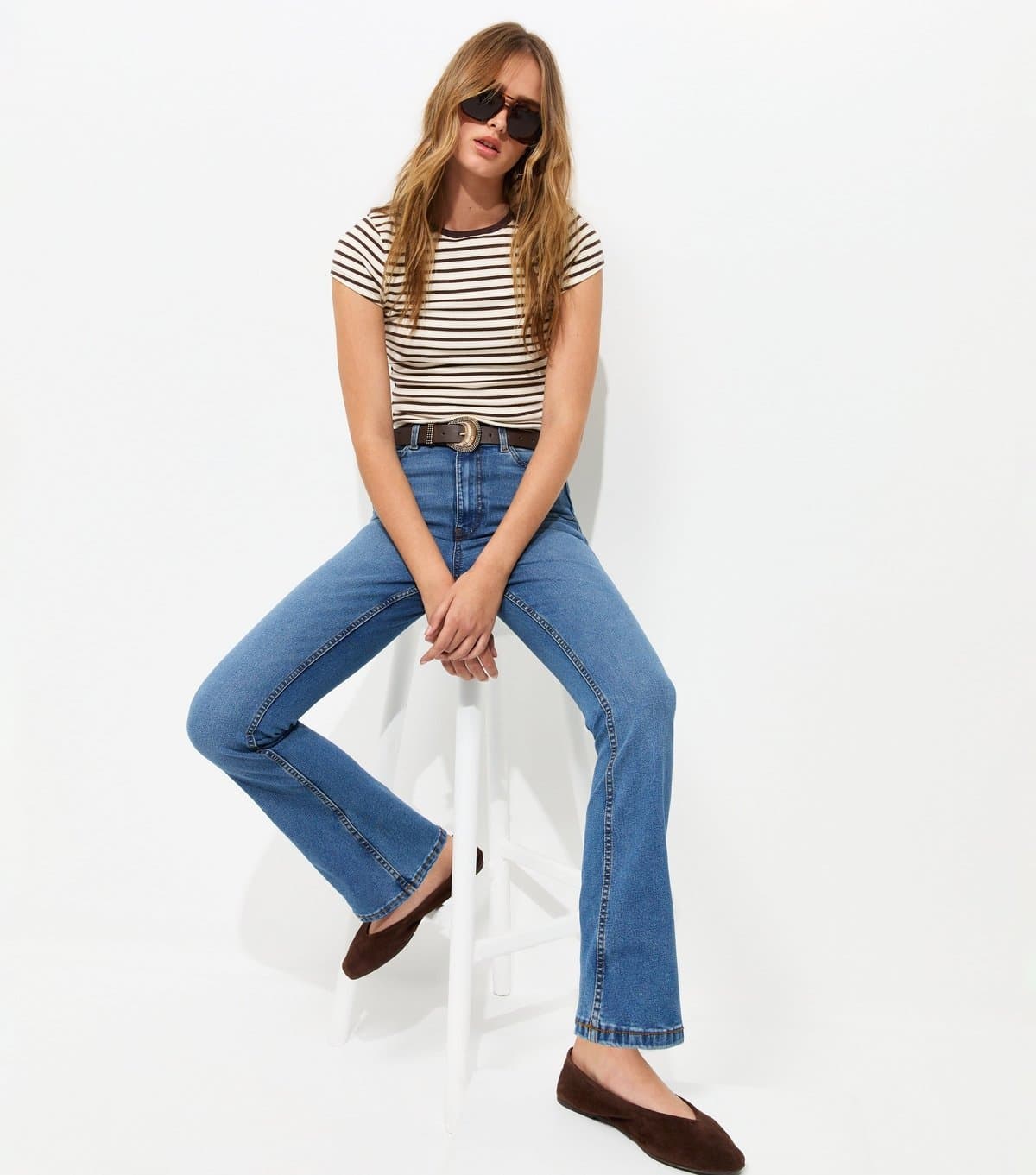 New Look Women's Blue Waist Enhance Quinn Bootcut Stretch Denim Jeans New Look