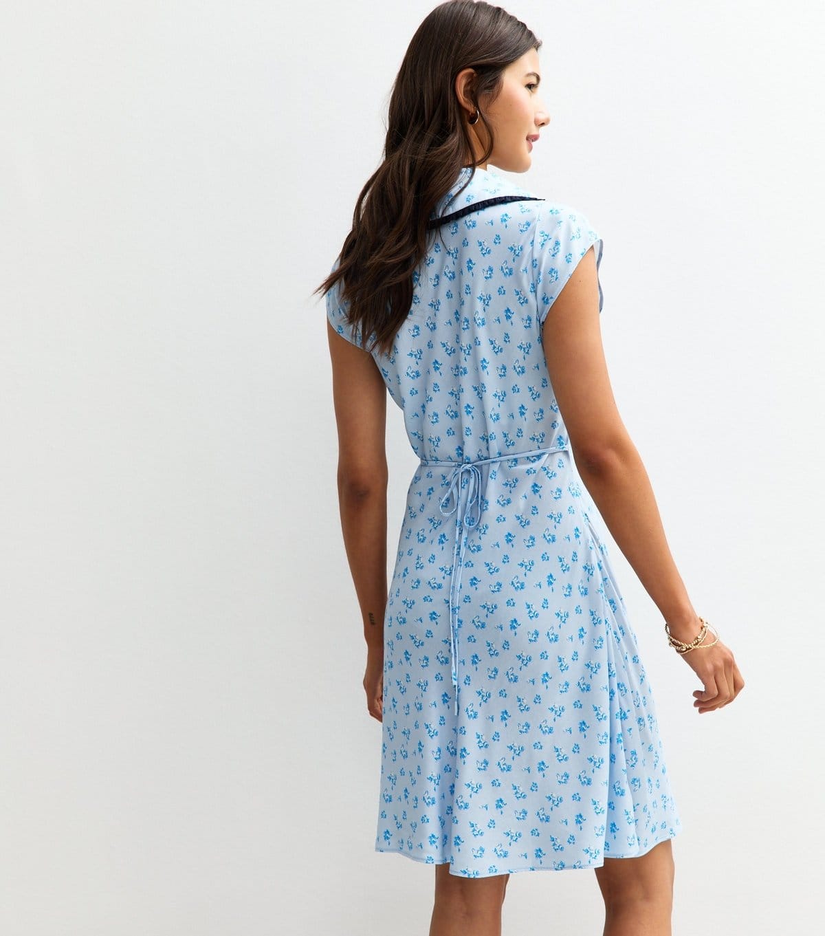 New Look Women's Light Blue Floral Print Collared Mini Dress New Look - 4
