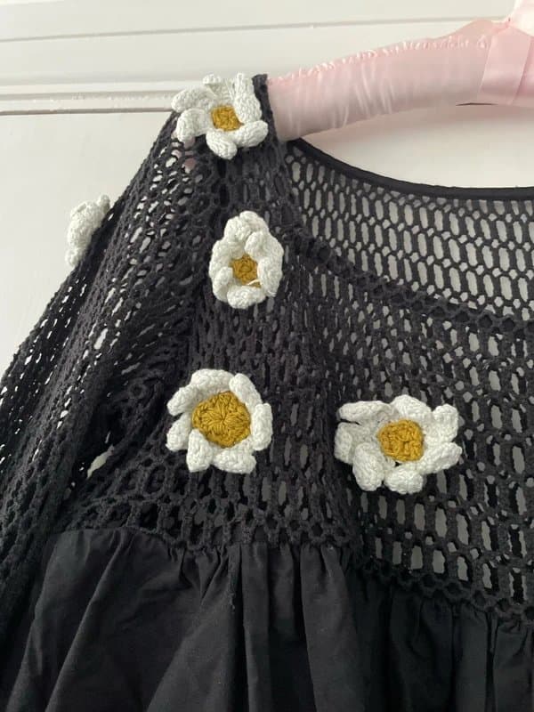 ASOS ASOS Black Flower Crochet Babydoll Dress
