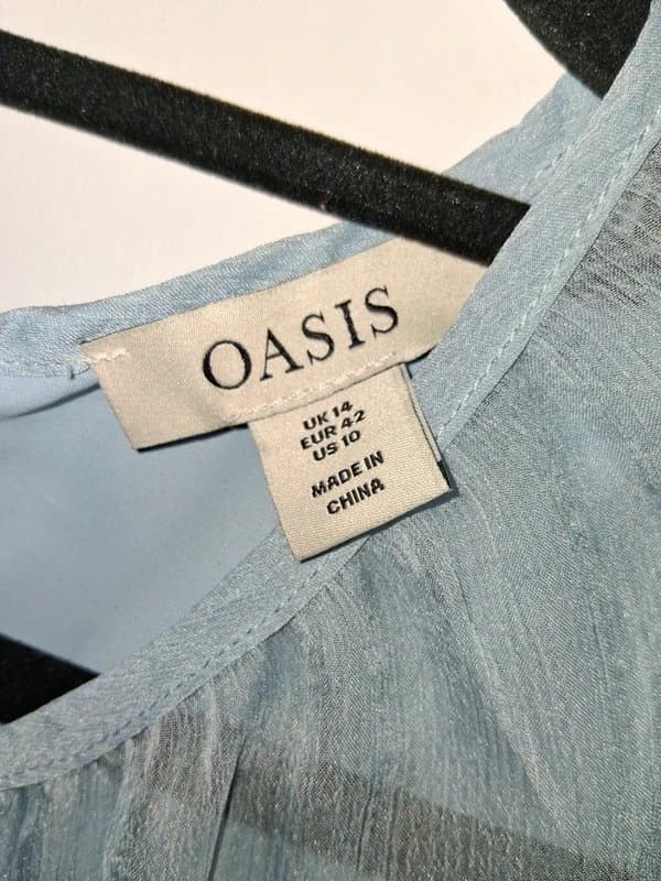 Oasis Oasis light blue ruffle dress size 14