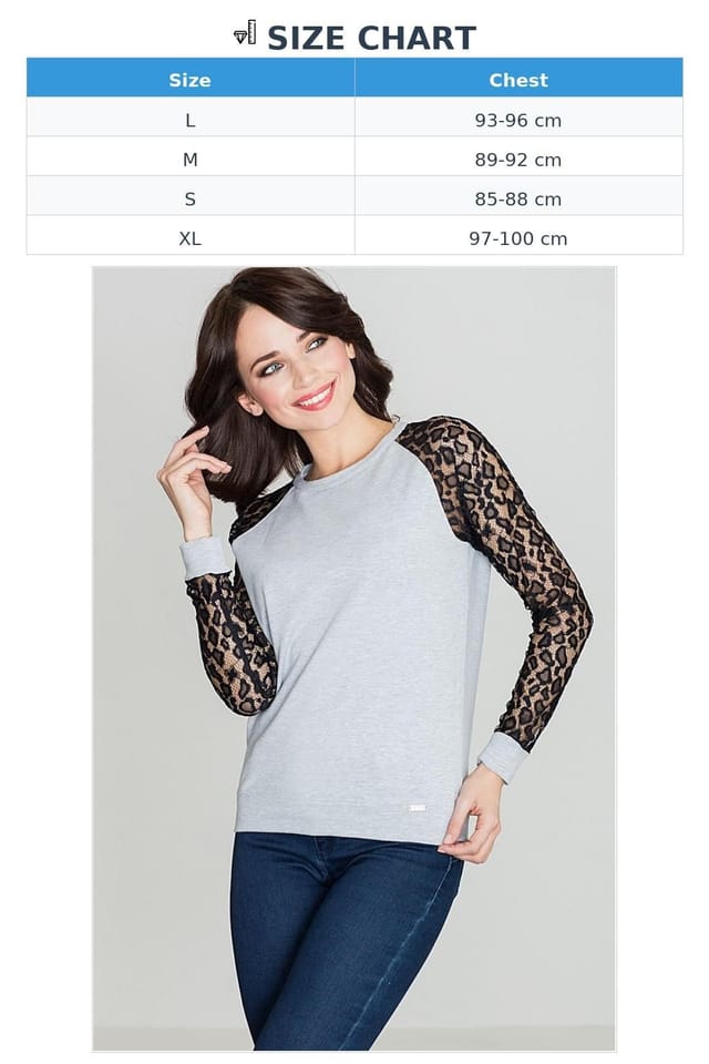 Love Lace Love Lace Women's Lace Leopard Motif Blouse in Grey - 3