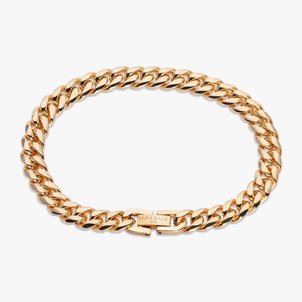 Unique Unique Men's Gold Tone Matte Curb Chain Bracelet - 1