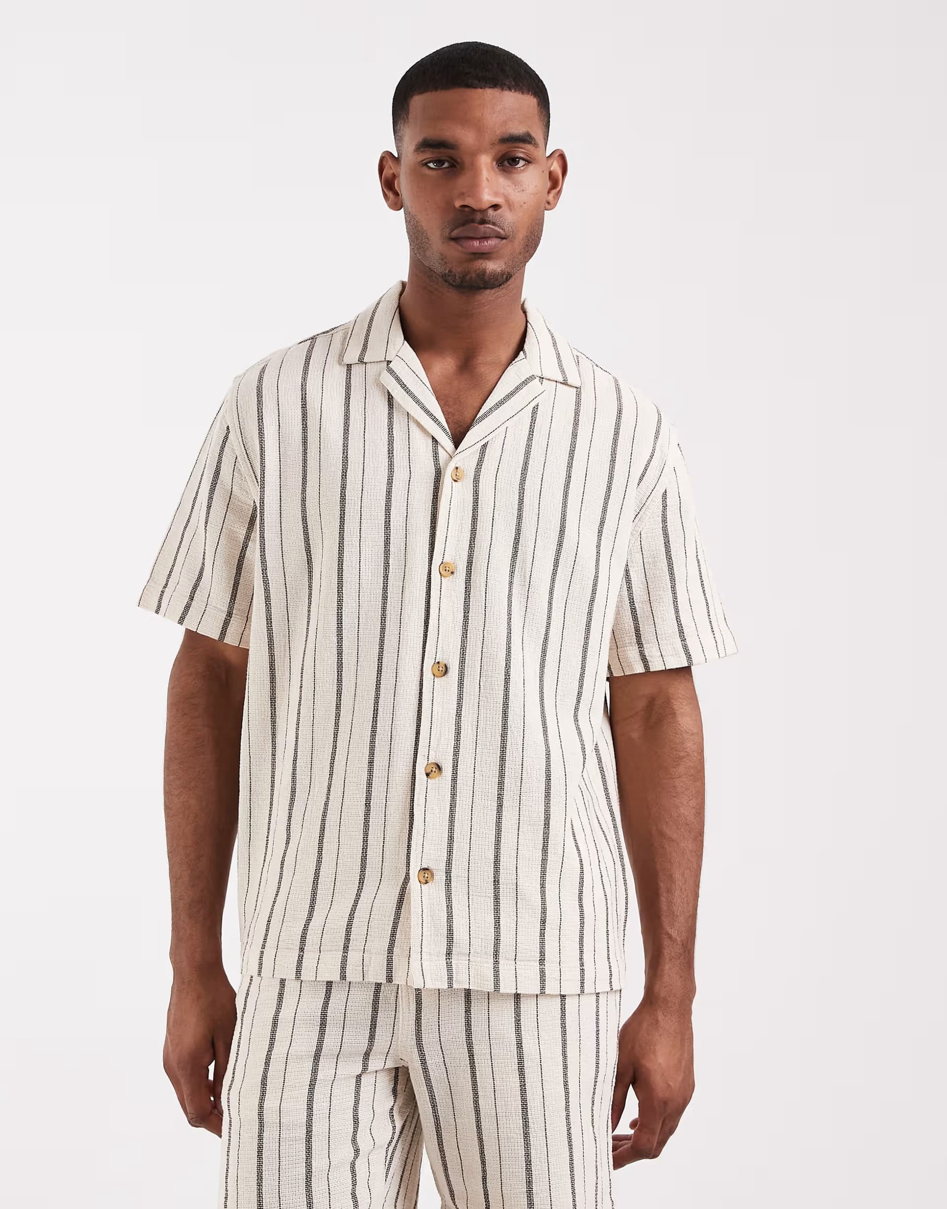 ASOS ASOS DESIGN co-ord stripe shirt in black and white