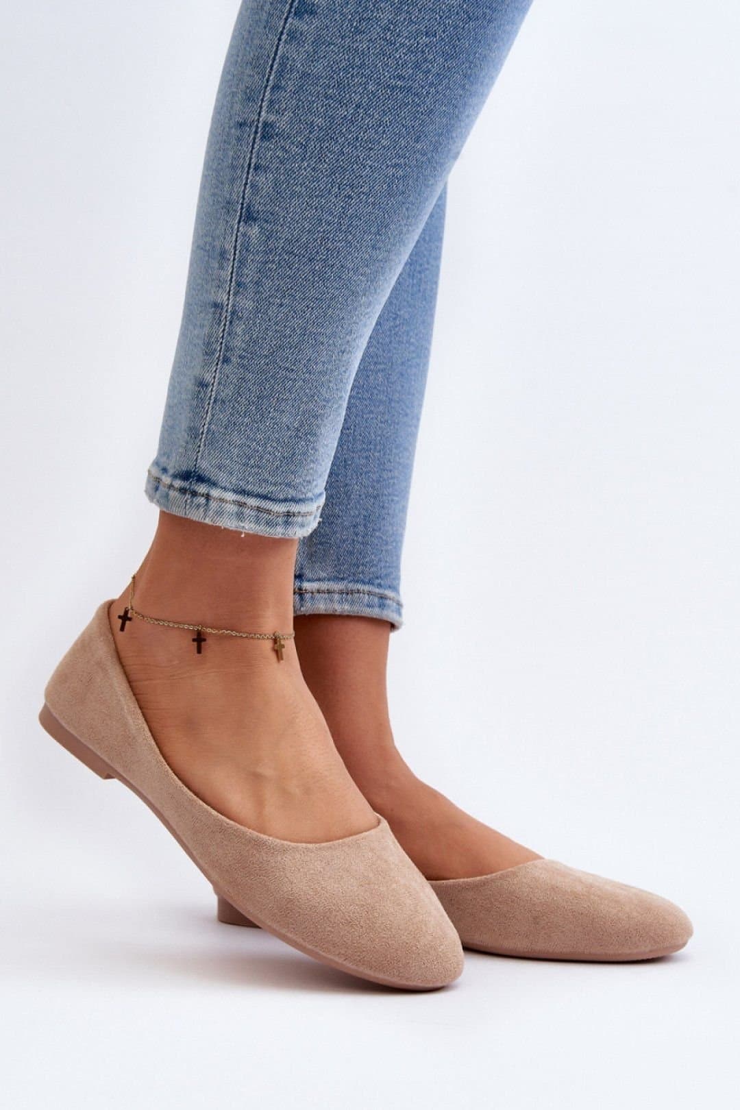 Love Lace Love Lace Women's Ballet Flats Suede Slip On Shoes Soft Insole in Beige