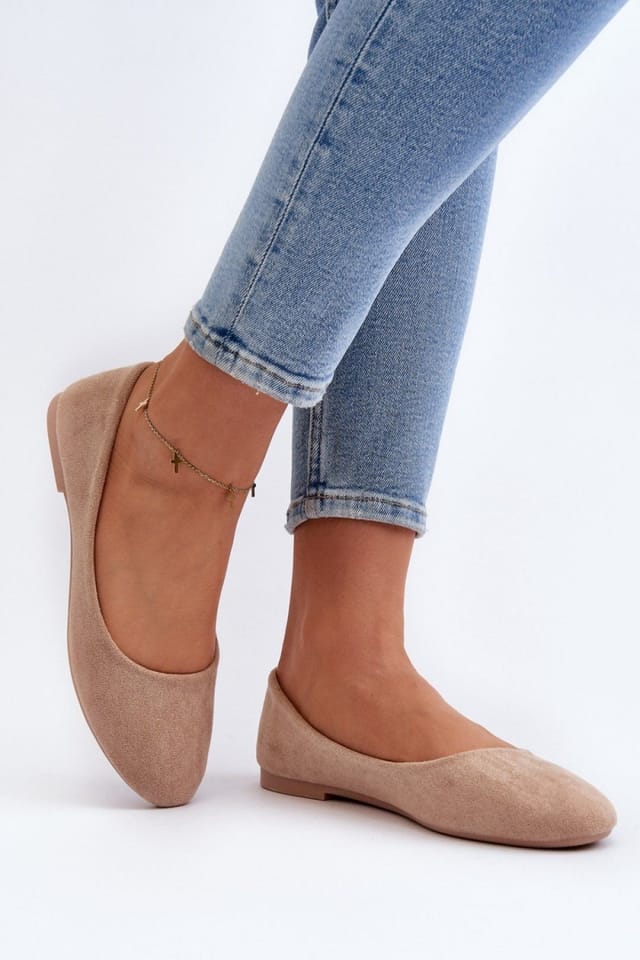 Love Lace Love Lace Women's Ballet Flats Suede Slip On Shoes Soft Insole in Beige - 2