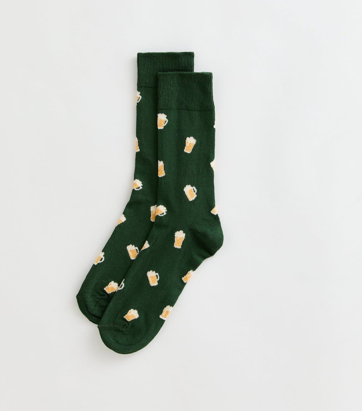 New Look Men's Mens Dark Green Beer Pattern Ankle Socks New Look