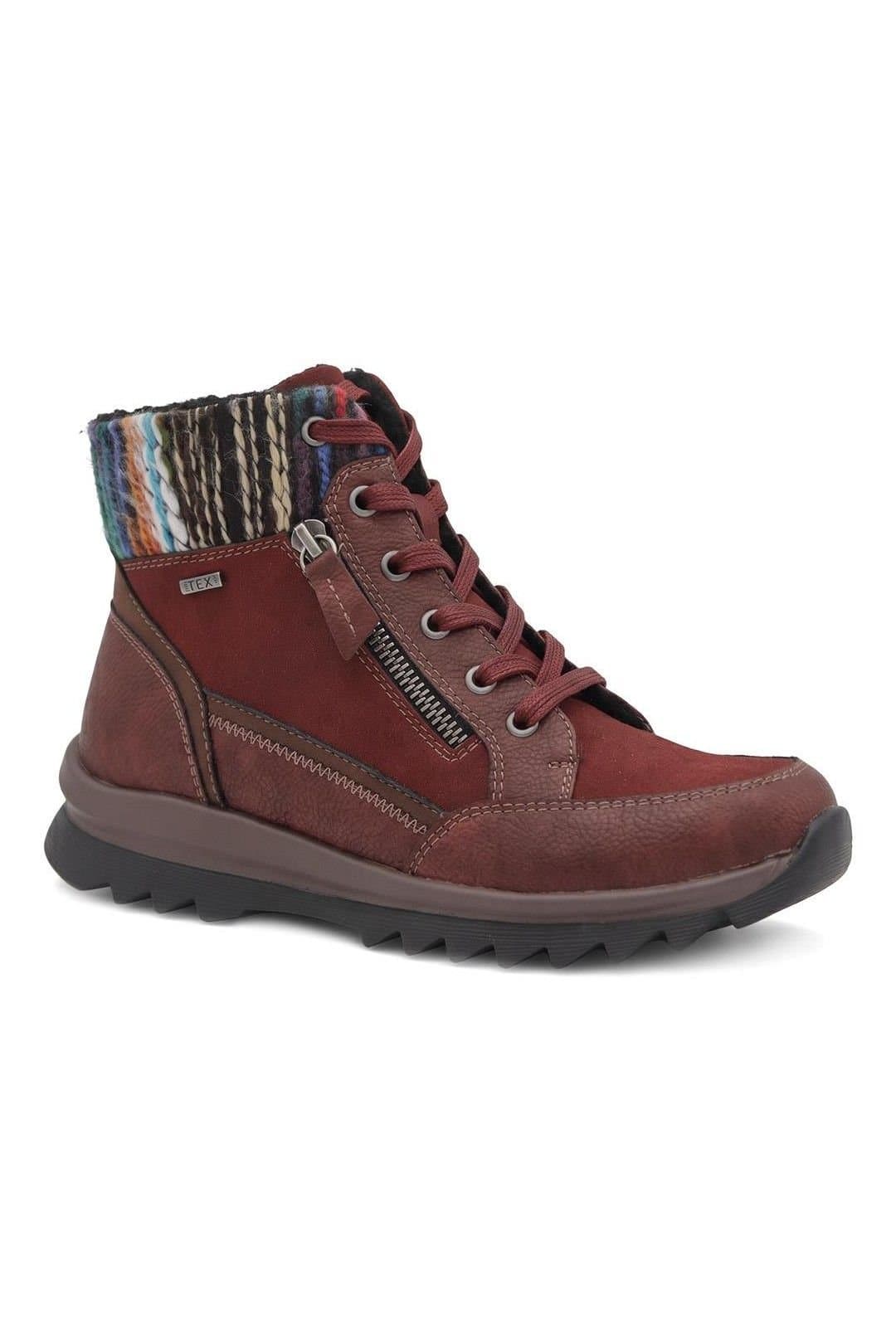 Pavers Pavers Women's Warm Lined Knitted Cuff Grippy Ankle Boots in Burgundy