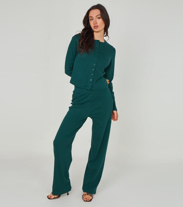 Urban Bliss Women's Khaki Ribbed Wide Leg Trouser Urban Bliss New Look - 2