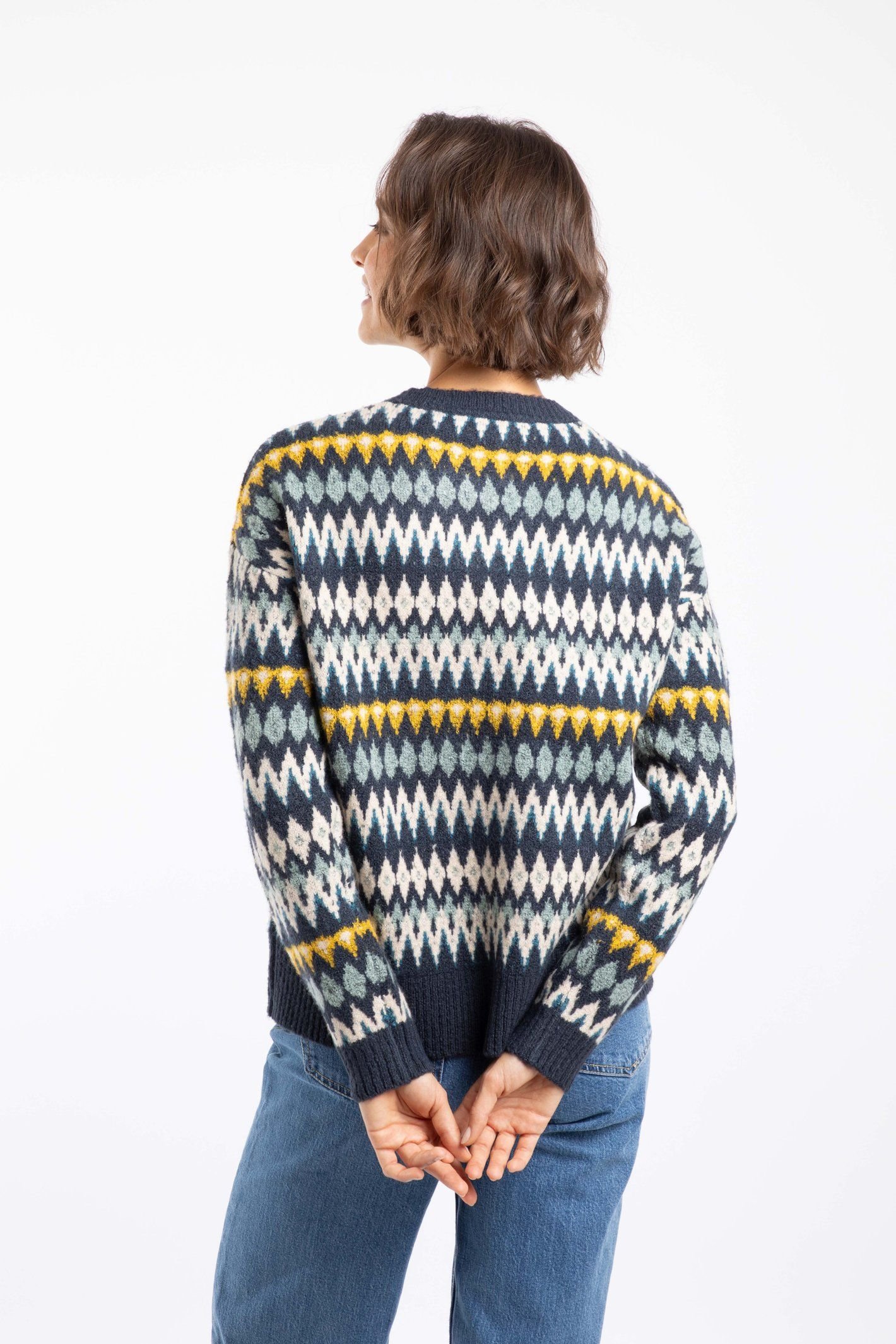 Weird Fish Weird Fish Women's Ella Fair Isle Crew Neck Jumper in Midnight - 3