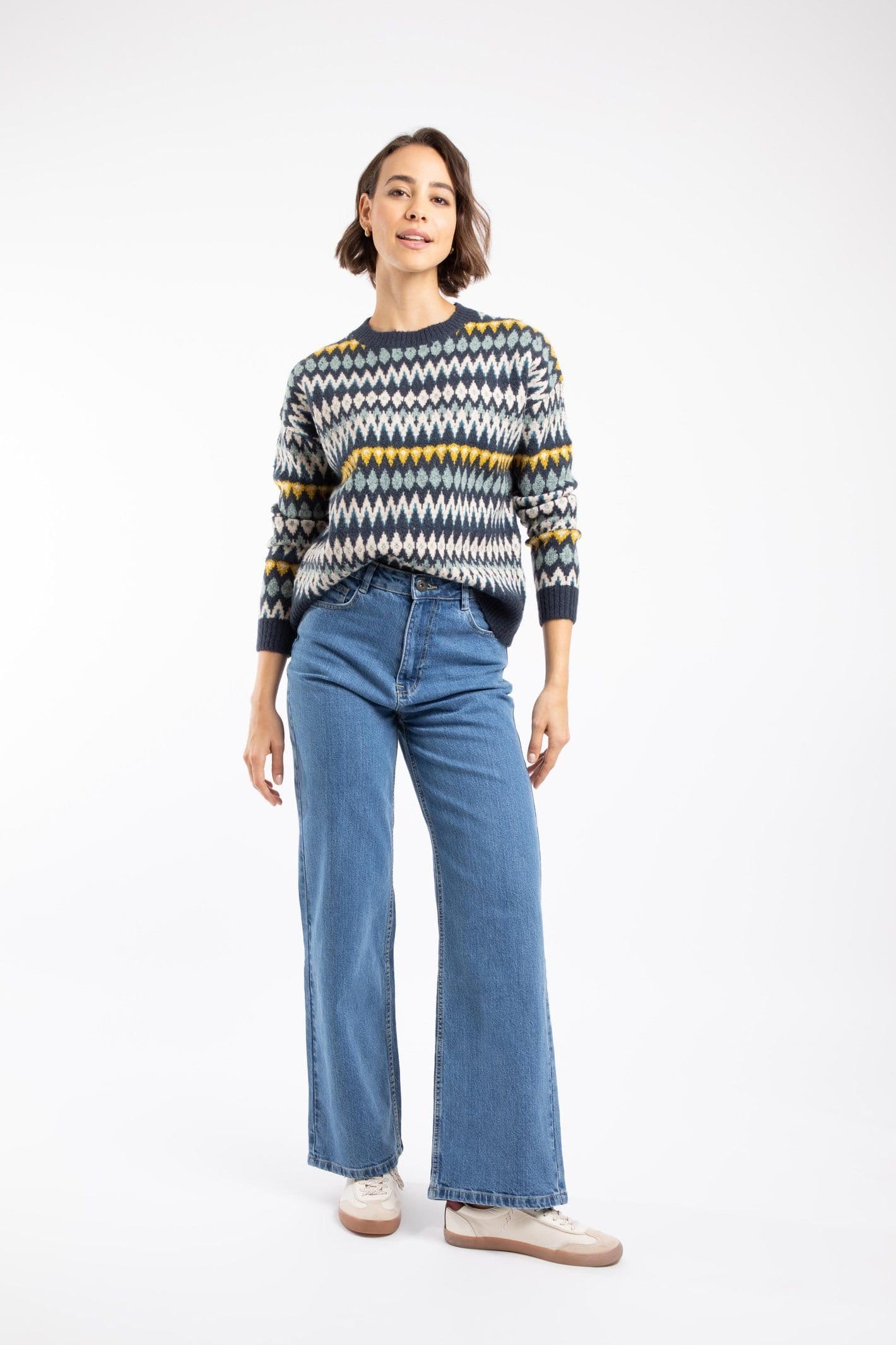 Weird Fish Weird Fish Women's Ella Fair Isle Crew Neck Jumper in Midnight - 4