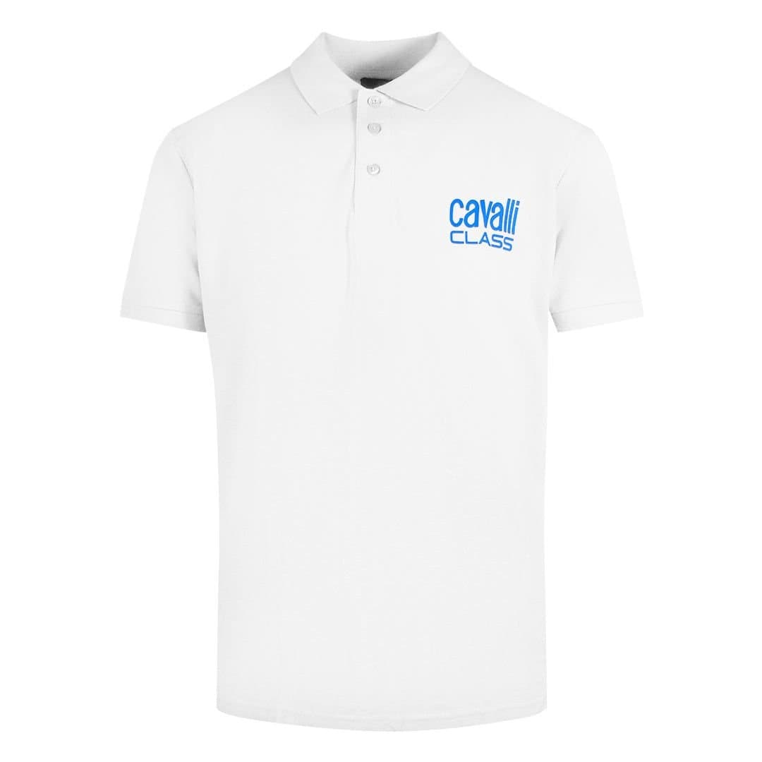 Cavalli Class Cavalli Class Men's Bold Logo White Polo Shirt