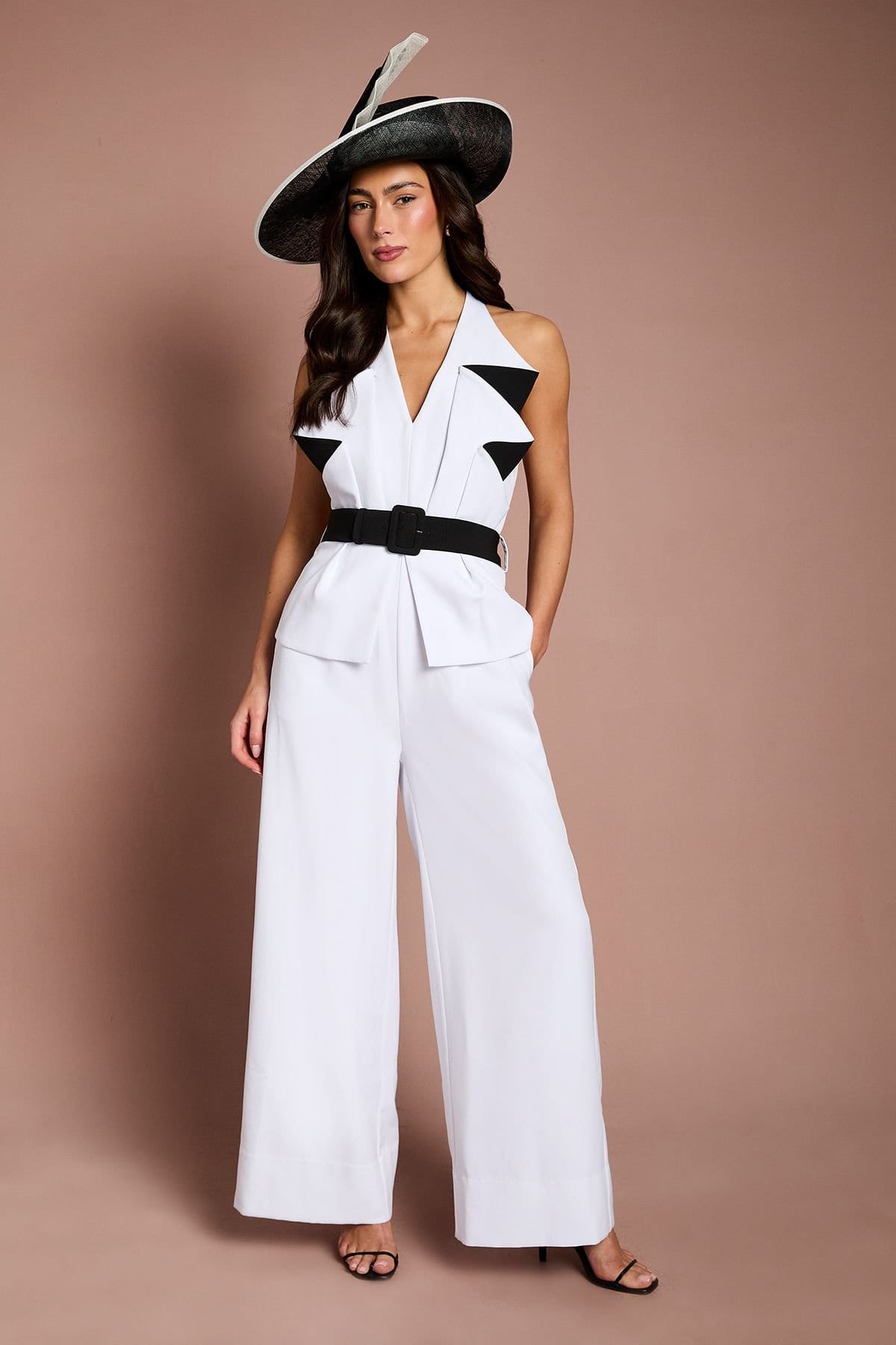 Coast Mono Jumpsuit with Contrast Lapel Detailing