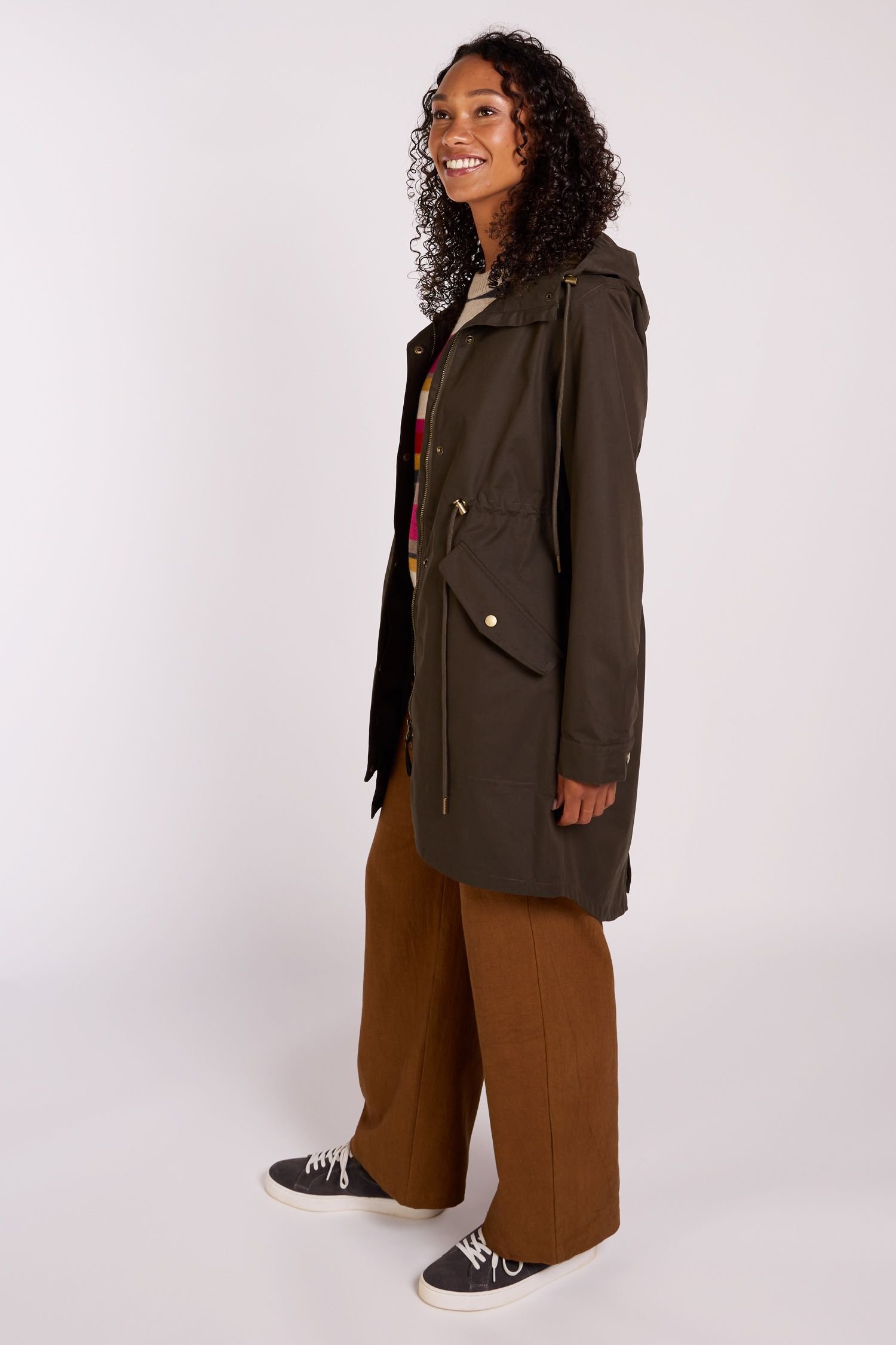 Nomads Clothing Nomads Clothing Women's Hooded Raincoat in Khaki - 4