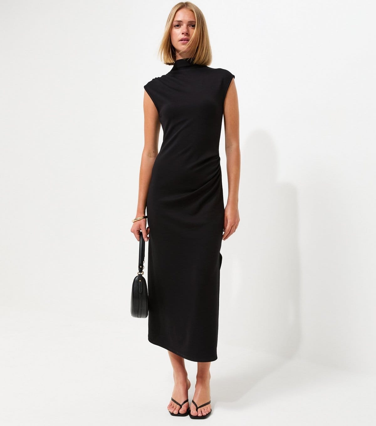 New Look Black Jersey High Neck Sleeveless Midi Dress