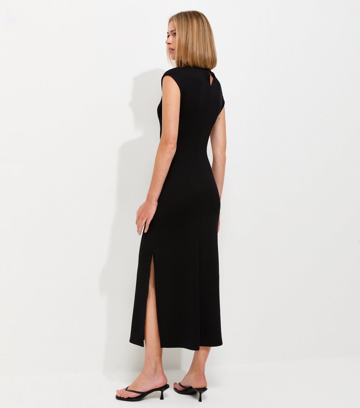 New Look Women's Black High Neck Ruched Sleeveless Midi Dress New Look - 4
