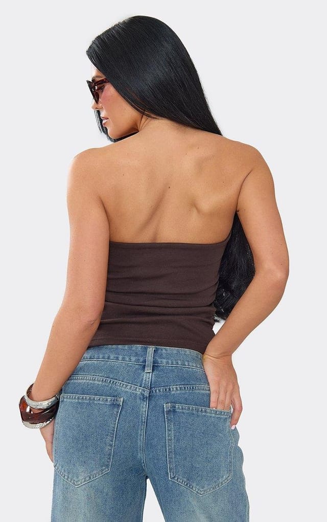 EGO Bandeau Top In Chocolate Brown, Women's Size UK 6 - 2