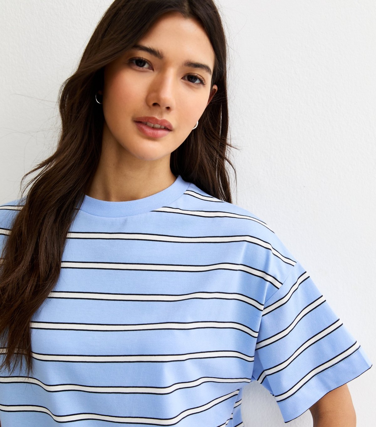 New Look Women's Blue Cotton Striped Oversized T-Shirt New Look - 2
