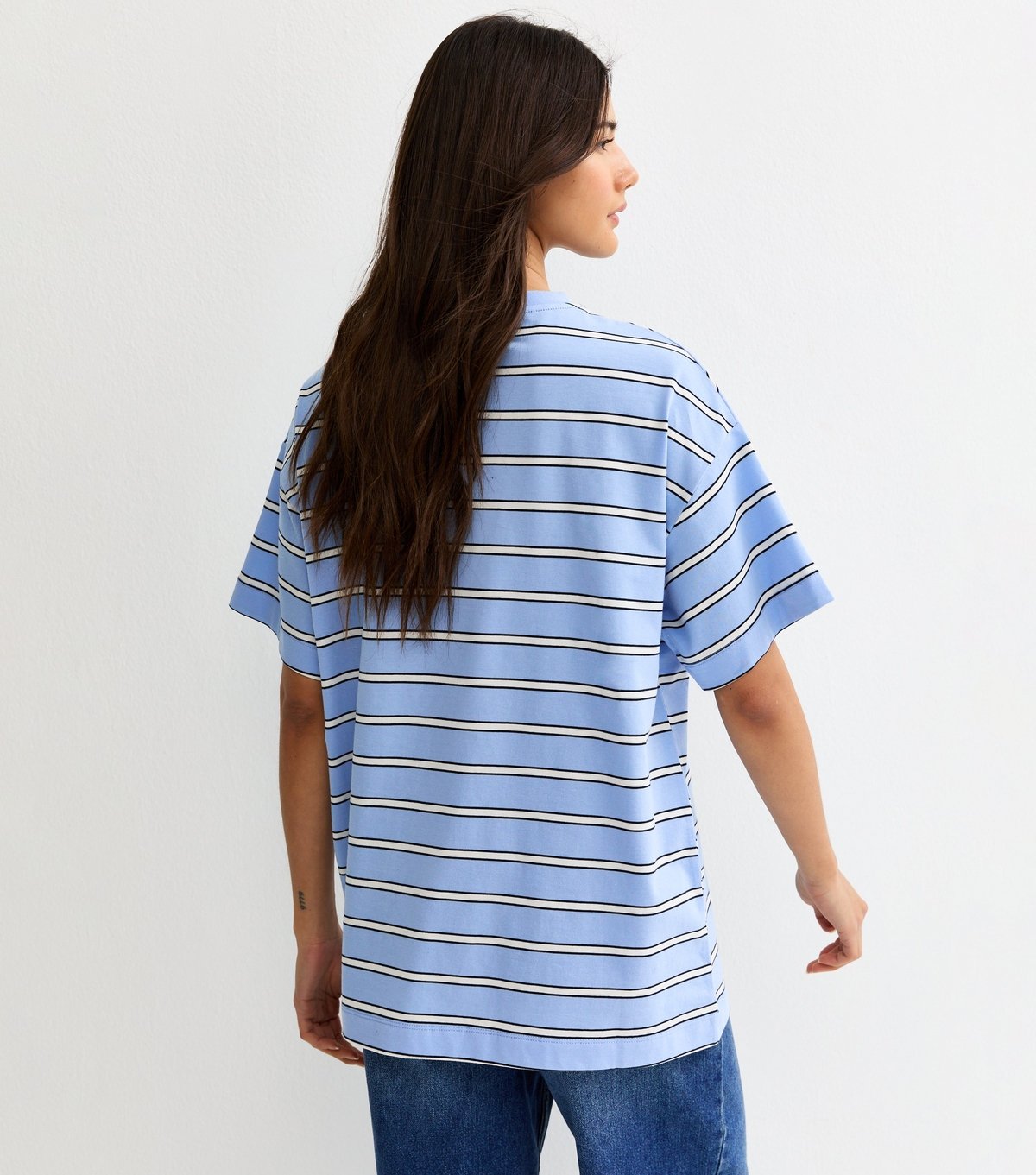 New Look Women's Blue Cotton Striped Oversized T-Shirt New Look - 4