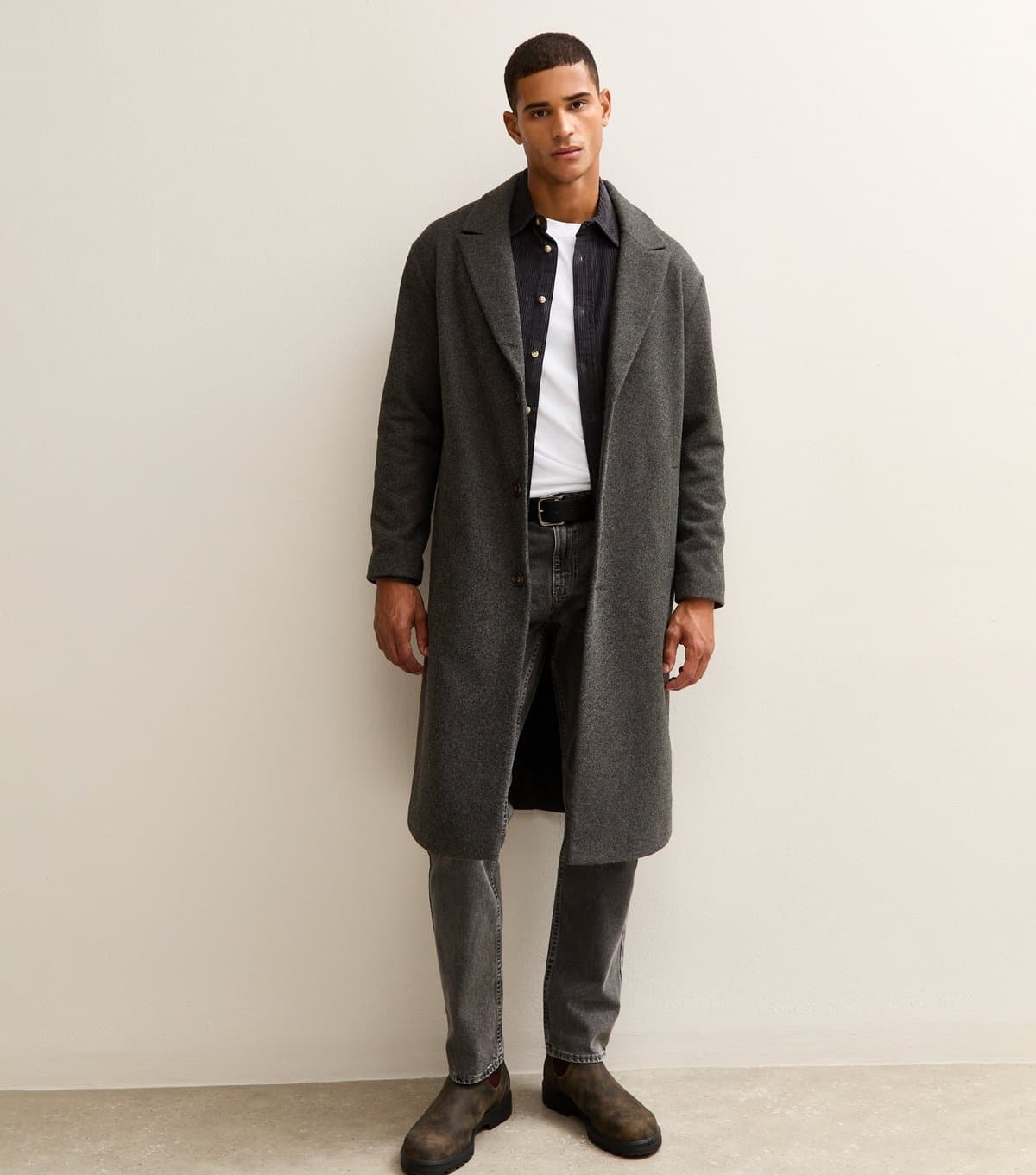 New Look Men's Grey Relaxed Tailored Coat New Look