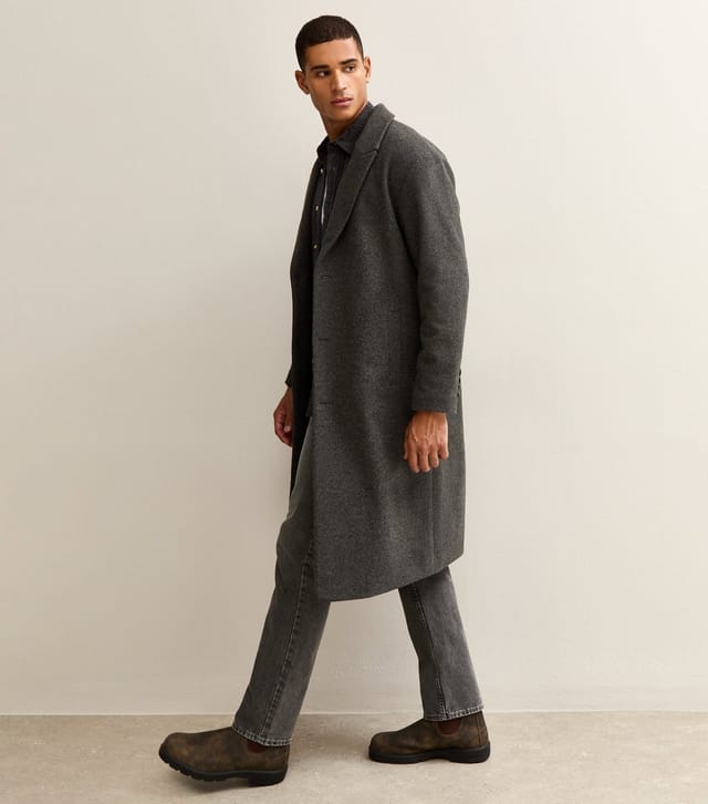 New Look Men's Grey Relaxed Tailored Coat New Look - 2
