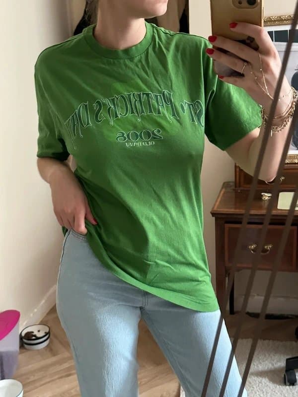 Old Navy 145 Old Navy vintage green St Patricks Day cotton single stitch t shirt size M