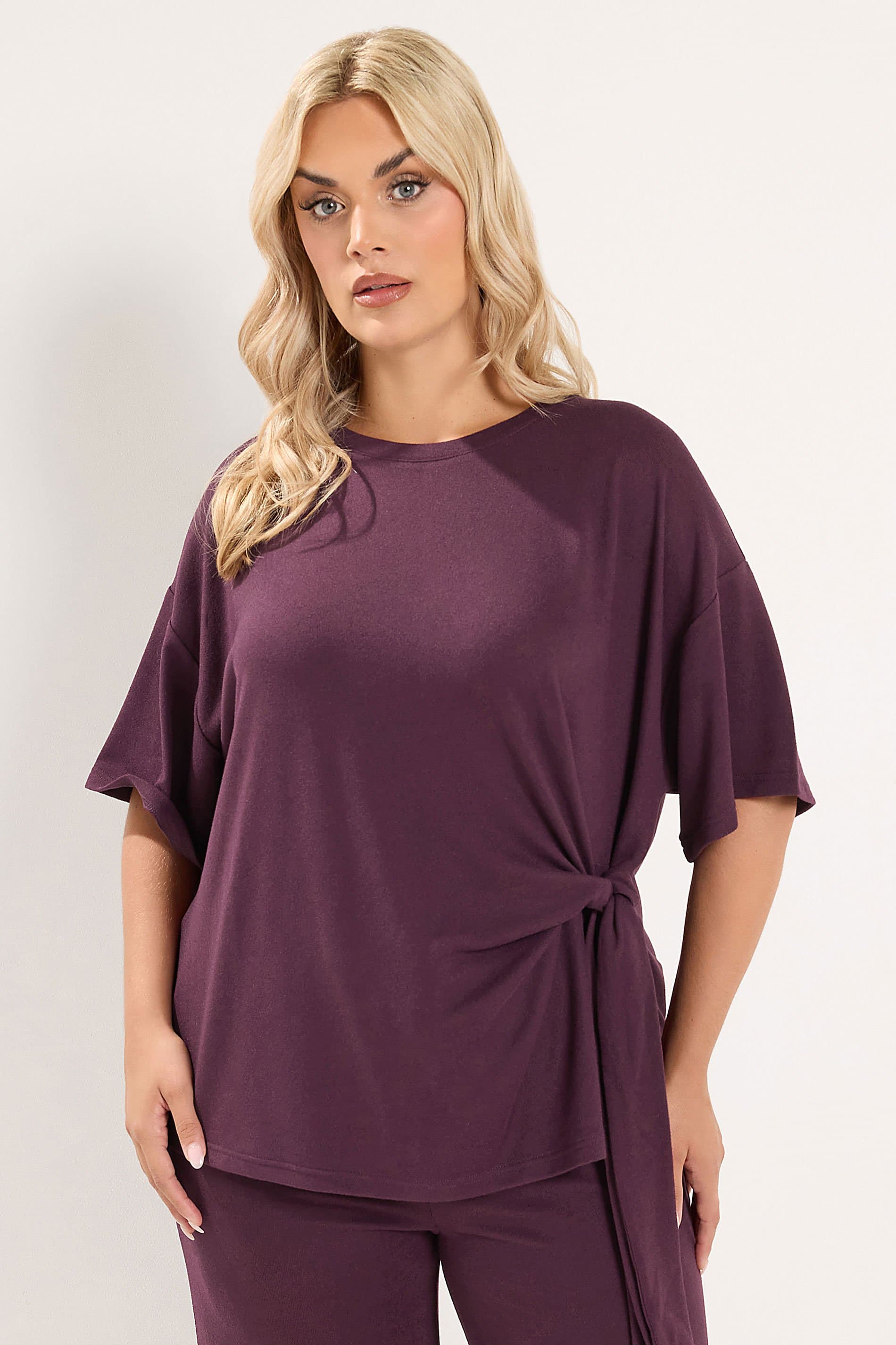 Yours Plus Size Purple Side Knot Soft Touch Top