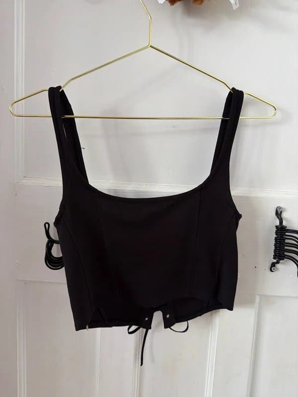 Bershka Black tie up crop top
