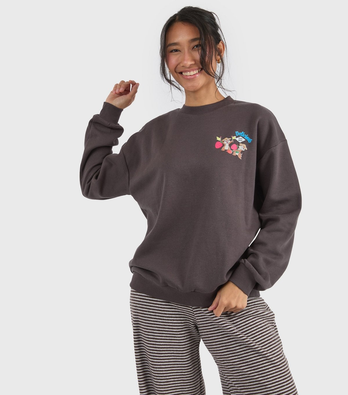 Skinnydip Women's Skinny Dip Faded Black Disney Chip N Dale Print Sweatshirt Skinnydip New Look - 2