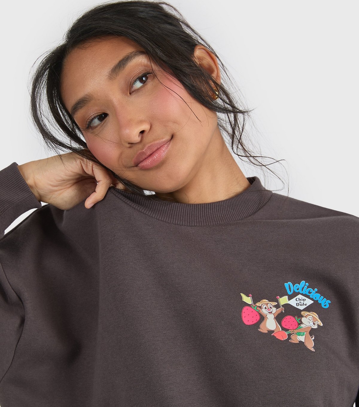 Skinnydip Women's Skinny Dip Faded Black Disney Chip N Dale Print Sweatshirt Skinnydip New Look - 3